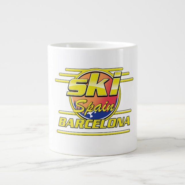 Grande Tasse logo Barcelone Espagne pour skier (Devant)