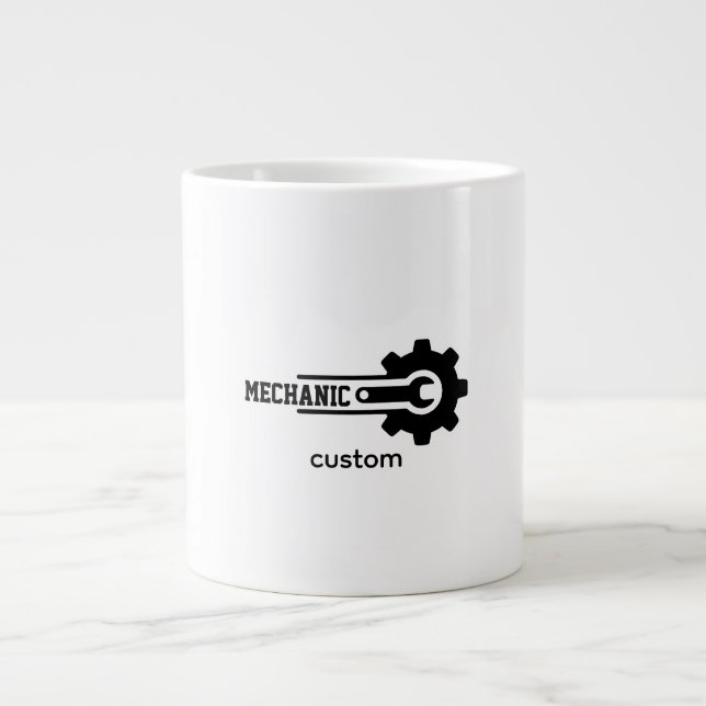 Grande Tasse Logo d'engrenage de mécanicien – Conception automo (Devant)