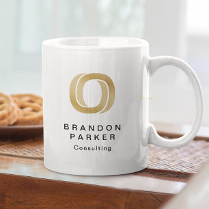 Grande Tasse Logo et nom professionnel simple Gold Business