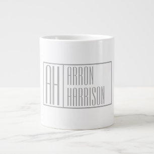 Grande Tasse Logo Moderne Grey Initiales & Nom