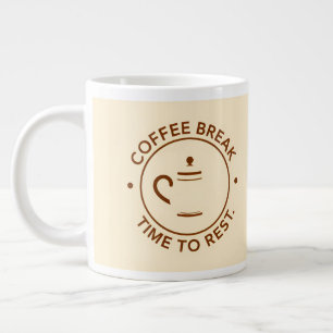 Grande Tasse Logo Pause Café sur Fond Beige