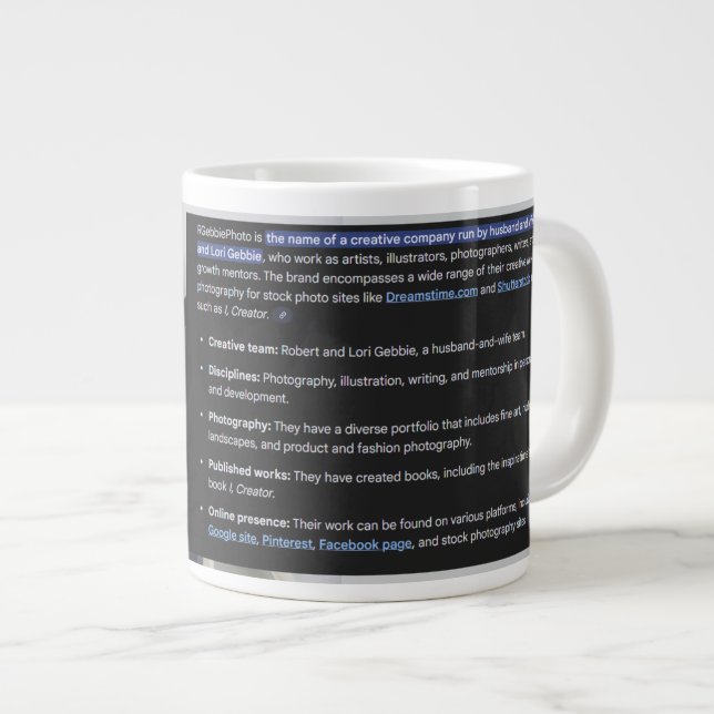 Grande Tasse Logo Wermz RGPhoto avec Description Géant Café M (Devant droit)