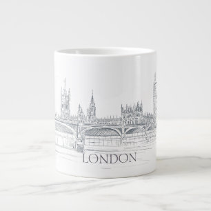 Grande Tasse London Bridge et Big Ben Iconic Skyline Sketch