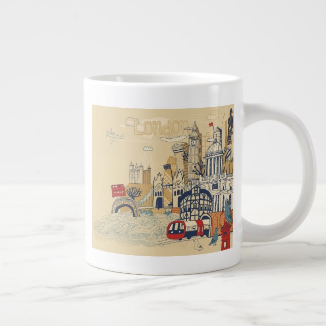 Grande Tasse London Doodle Scene (Droite)