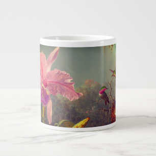 Grande Tasse L'orchidée de Cattleya et trois colibris Heade