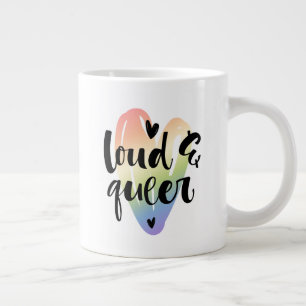 Grande Tasse Loud et Queer  Coeur aquarelle