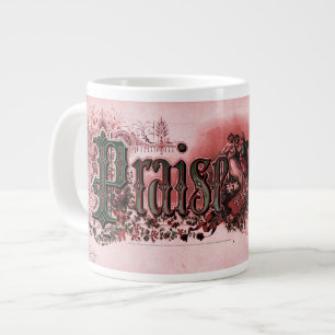 Grande Tasse "Louez Le Seigneur" Rouge et Vert Profond