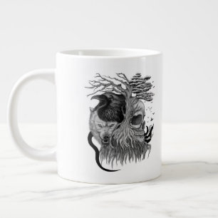 Grande Tasse Loup et corbeau avec crâne
