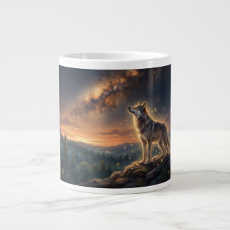 Grande Tasse Loup solitaire sous le ciel étoilé de la Voie lact