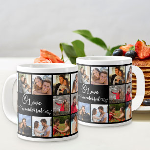 Grande Tasse Love Citation 20 Carré Photo Collage noir