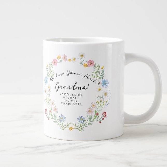 Grande Tasse Love grand-mère Floral Fleur sauvage couronne avec (Droite)