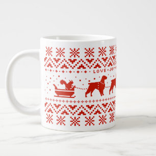 Grande Tasse Love Joy Peace Brittanys Festive Christmas Dogs