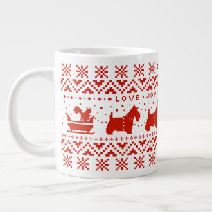 Grande Tasse Love Joy Peace Scotties Festive Christmas Dogs