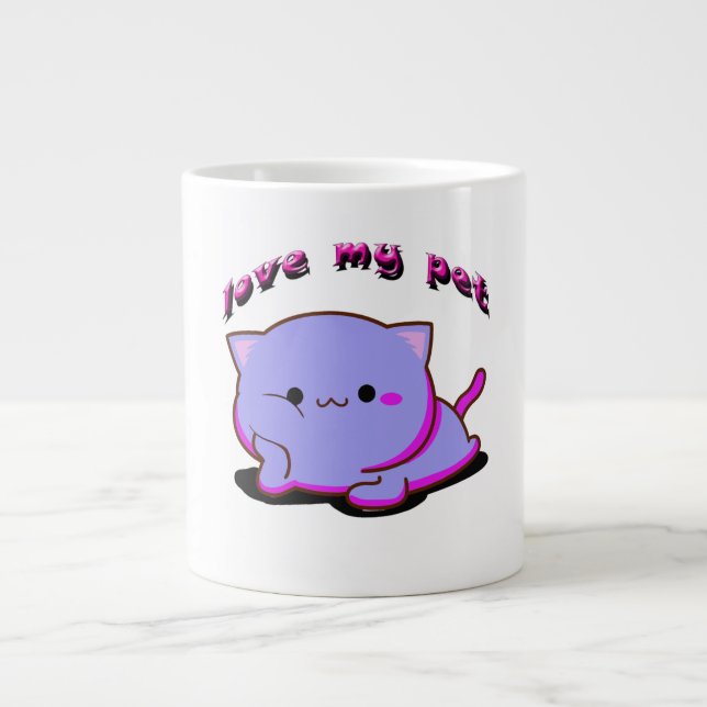 GRANDE TASSE LOVE MY FUCHSIA ET PURPLE KITTEN (Devant)