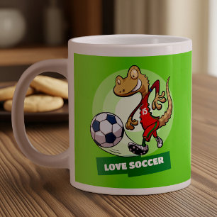 Grande Tasse Love Soccer mignon Gecko Drôle Joueur de football
