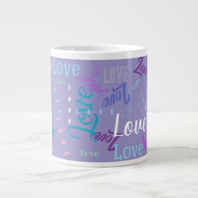 Grande Tasse Love Word Grafitti Repeating Word (personnalisable (Devant)