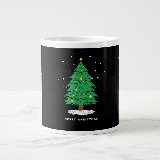 Grande Tasse Lumières de sapin de Noël rétro Santa Noël (Devant)