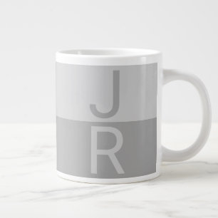 Grande Tasse Lumineuses Gris & Gris Initiales Modernes Monogram