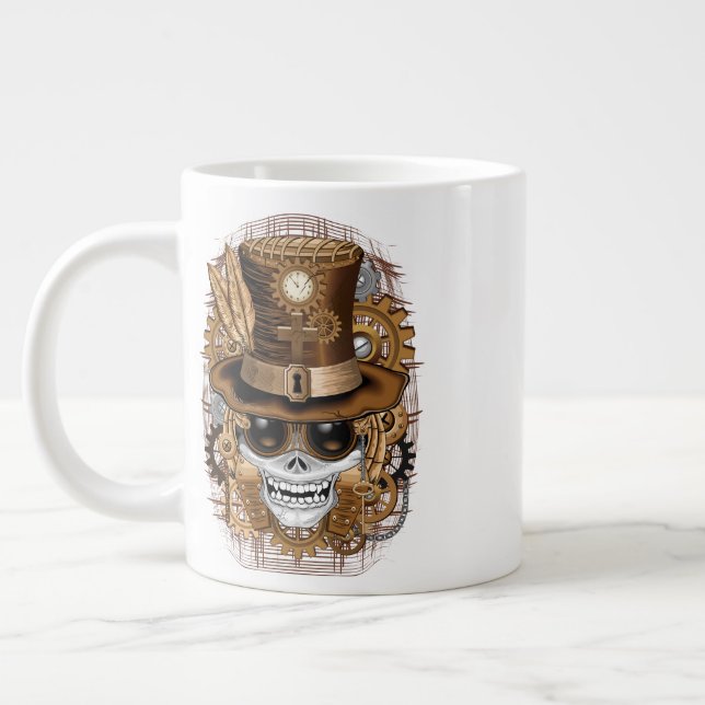 Grande Tasse Machine rétro Voodoo à vapeur crâne (Gauche)