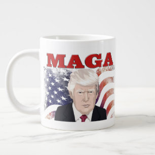 Grande Tasse MAGA American Flag Trump texte rouge