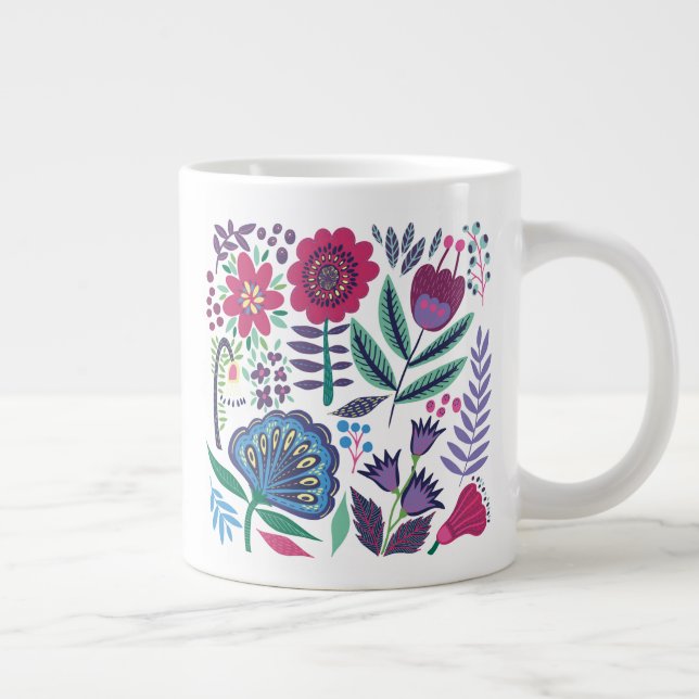 Grande Tasse Magenta Folk Art Floral (Droite)