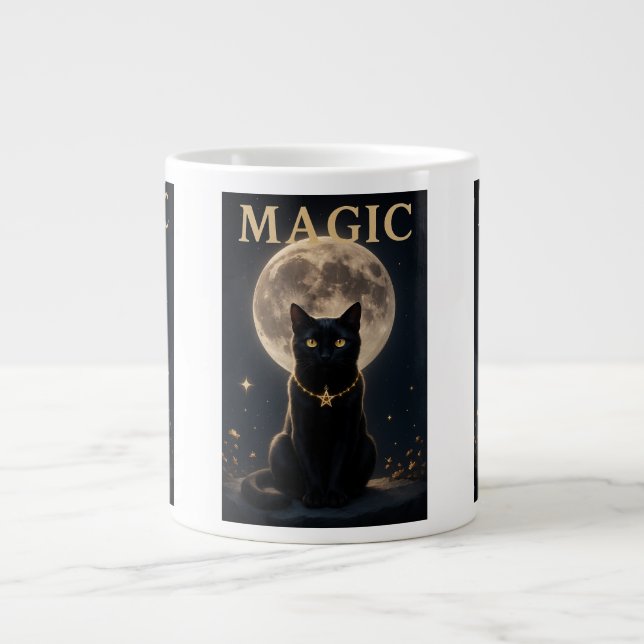 Grande Tasse MAGIC - Mystic Black Cat & Pleine lune Design (Devant)