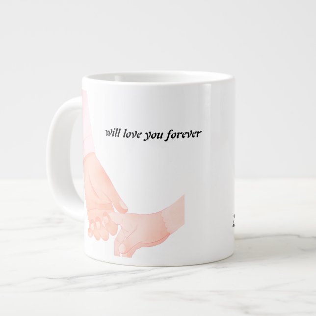 Grande Tasse Main dans l'amour de la main Art - Parent & Enfant (Devant gauche)