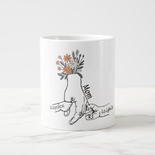 Grande Tasse Mains personnalisées de maman et d'enfants