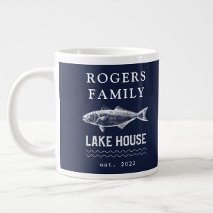 Grande Tasse Maison de lac avec nom de famille personnalisé