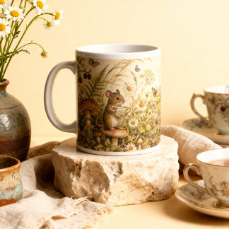 Grande Tasse Maison de souris à l'aquarelle vintage, ambiance c