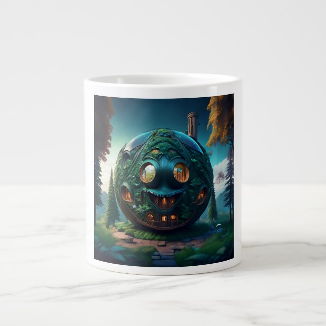 Grande Tasse Maison des Émoticônes Heureux (Devant)