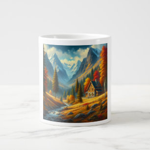 Grande Tasse Maison rustique d'automne en montagne & rivière