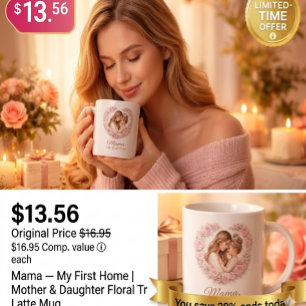 Grande Tasse Mama — Mon Premier Chez Moi Fleurs de Mère et Fi