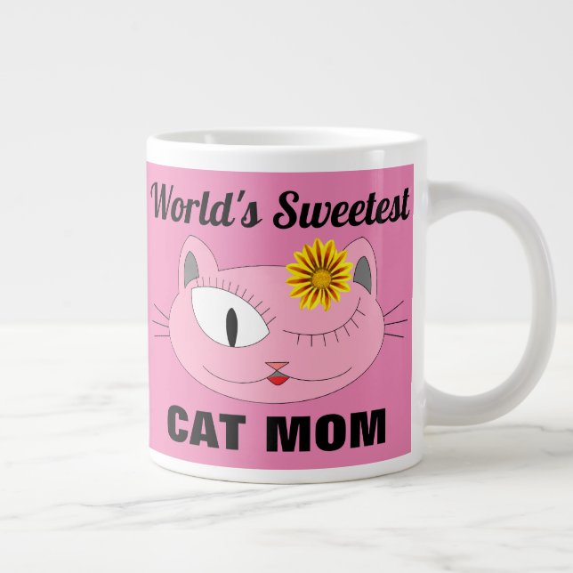 Grande Tasse MAMAN CHAT la plus douce du monde Rose Visage de C (Droite)