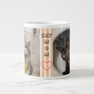 Grande Tasse Maman de chat Deux photo pastel rayé