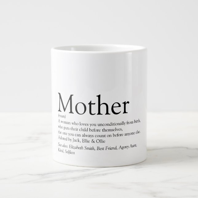 Grande Tasse Maman Définition Citation Fun Noir Et Blanc (Devant)