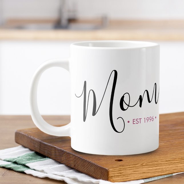Grande Tasse Maman Etablie Année Personnalisée (Mom Established Year Personalized Giant Coffee Mug)