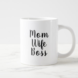 Grande Tasse Maman femme patron noir blanc script personnalisé