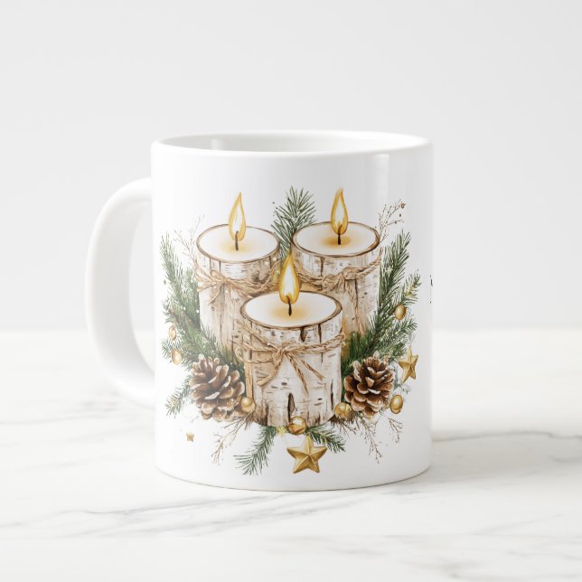 Grande Tasse Maman Joyeux Noël Bougies (Devant gauche)