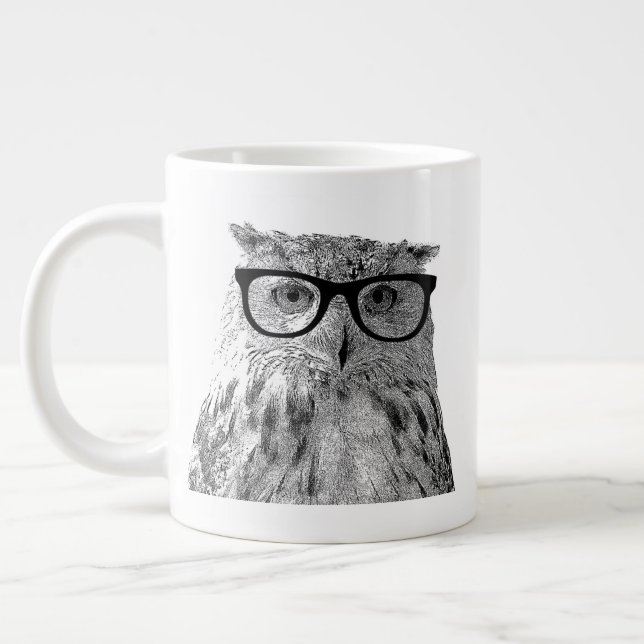 Grande Tasse Mangez dormir lire répéter drôle hibou café cadeau (Gauche)