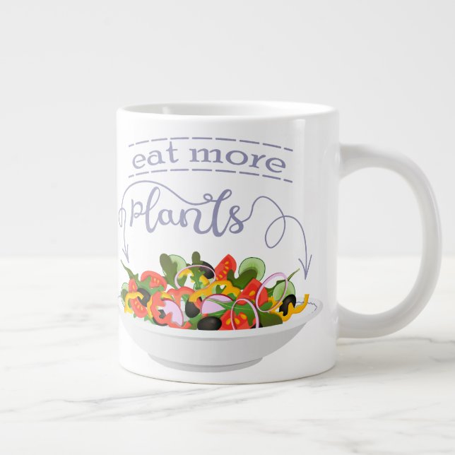 Grande Tasse Mangez plus de plantes frais motivation salade let (Droite)
