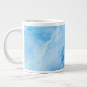 Grande Tasse Marbre Abstrait Bleu Ciel Luxueux