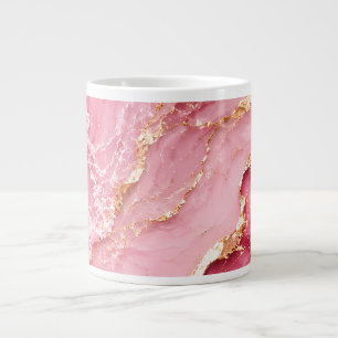 Grande Tasse Marbre Rose Océan Luxueux avec Veines Dorées