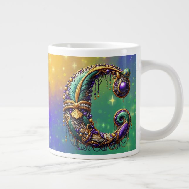 Grande Tasse Mardi Gras Monogramme initial C (Droite)