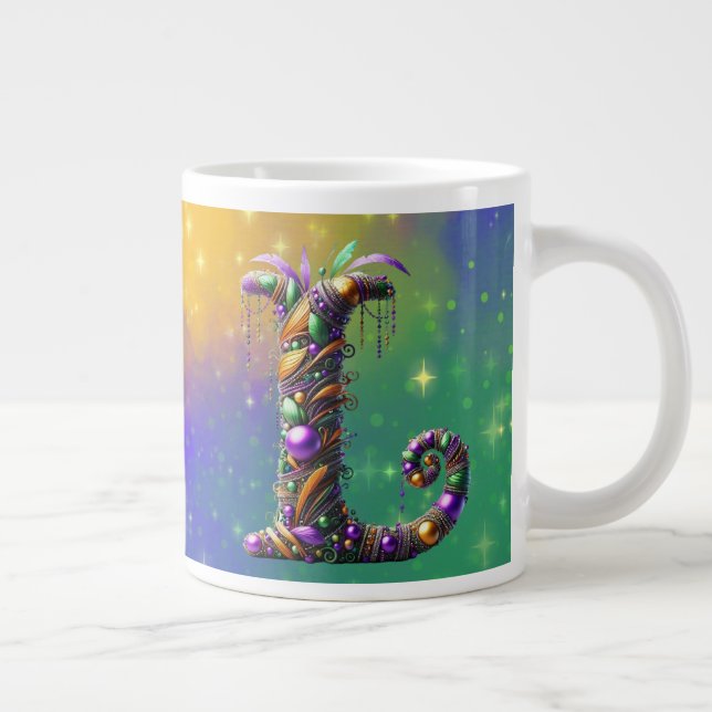 Grande Tasse Mardi Gras Monogramme Initial L (Droite)