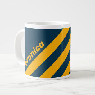 Grande Tasse Marée au Clair de Lune Rétro Trois Bandes avec Nom