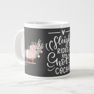 Grande Tasse Marées de traîneau et cacao chaud Gris de Noël