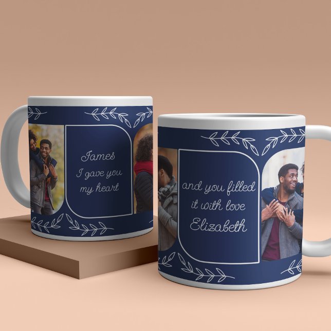 Grande Tasse Mari 3 Vertical Photo Lotion Mots Personnalisés (Créateur téléchargé)