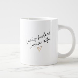 Grande Tasse 'Mari époux chanceux. Femme encore plus chanceuse.