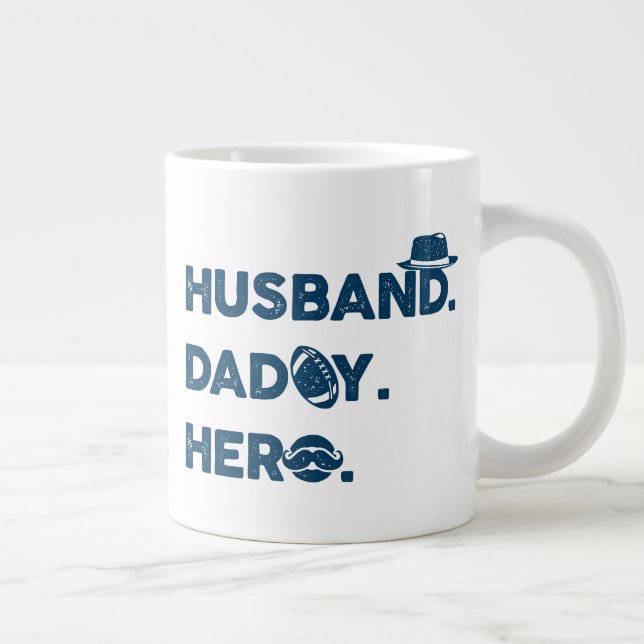 Grande Tasse Mari. Papa. Héros. Graphique rétro (Droite)